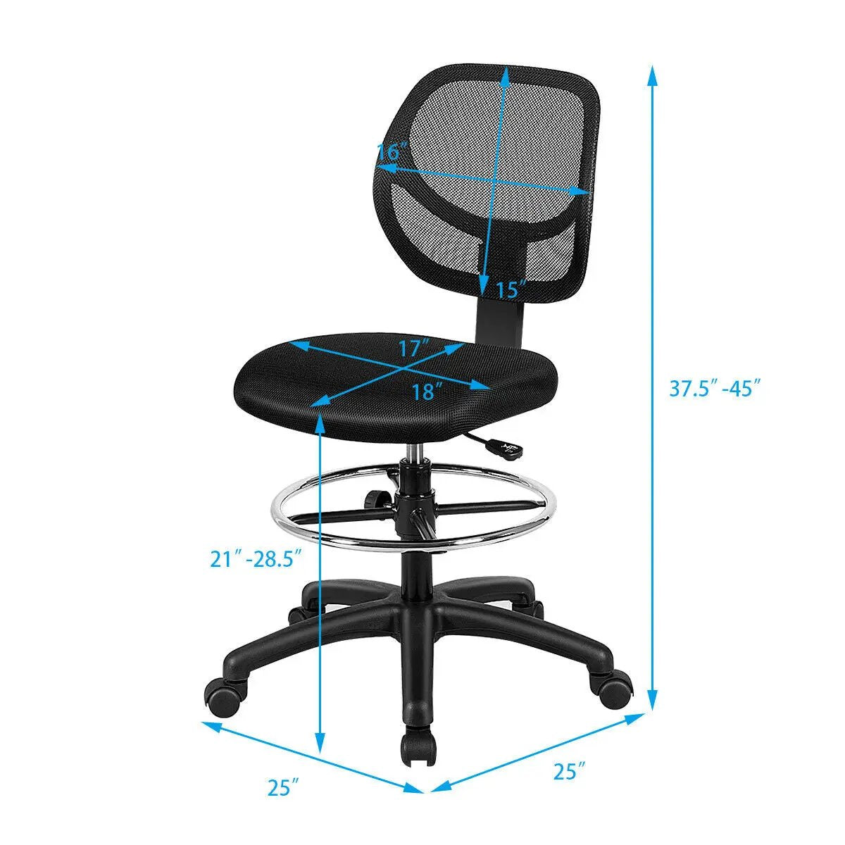 Adjustable Height Mid Back Mesh Drafting Office Chair by DirectDeals
