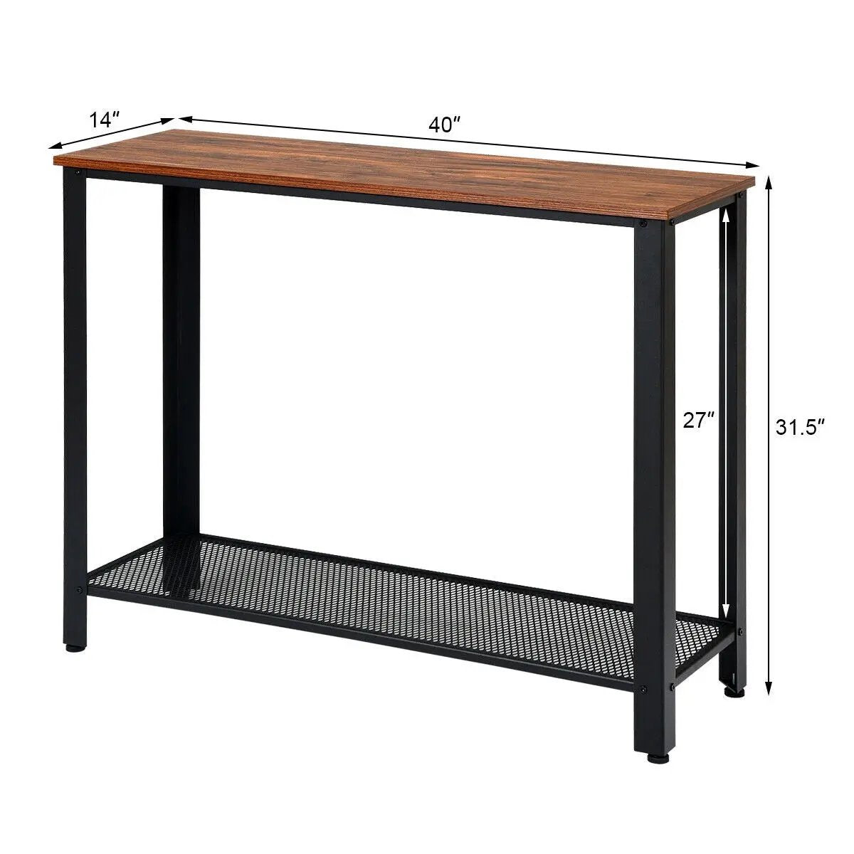 Metal Frame Wood Console Sofa Table with Storage Shelf, photo 4 of 9