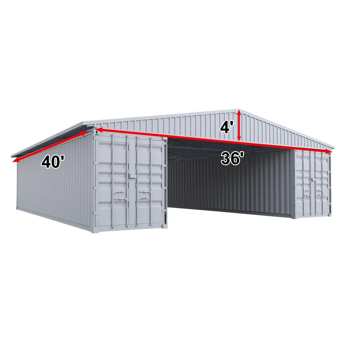 W36'xL40'xH4' Steel Shipping Container Roof Kit by Chery Industrial