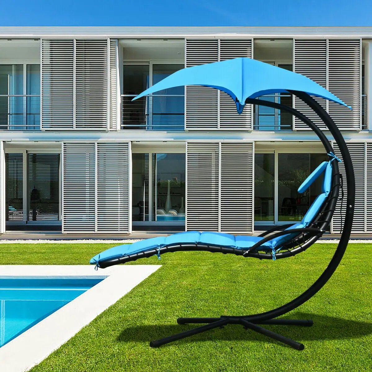 Hanging Stand Chaise Lounger Swing Chair with Pillow, photo 4 of 24