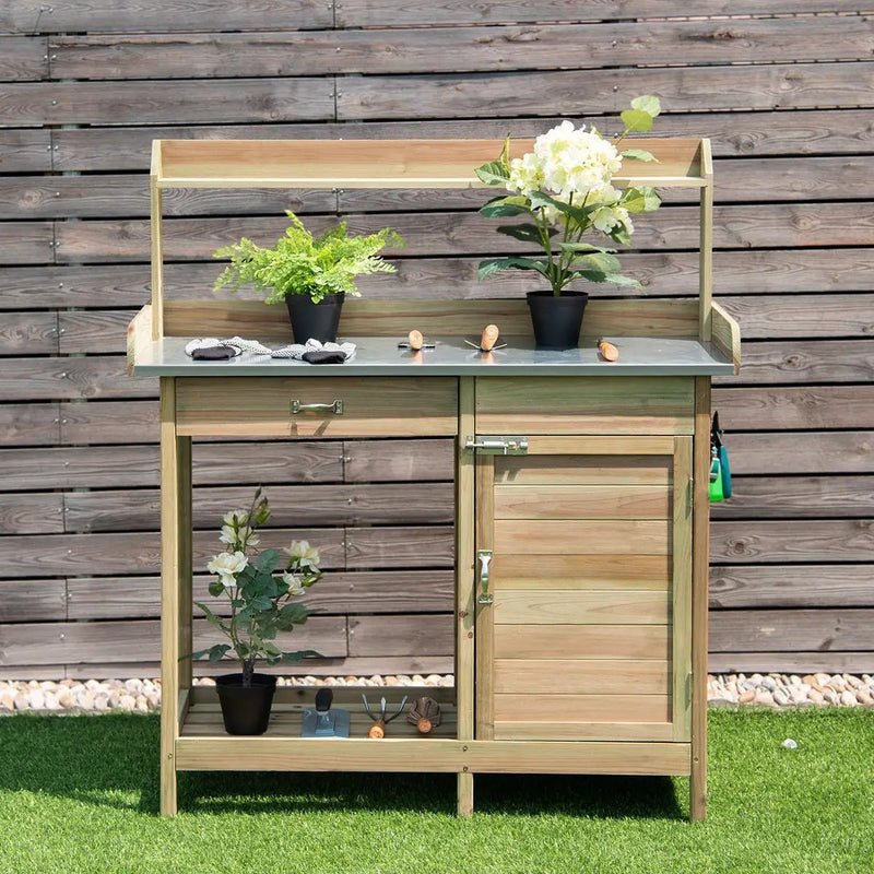 Outdoor Garden Wooden Work Station Potting Bench by DirectDeals