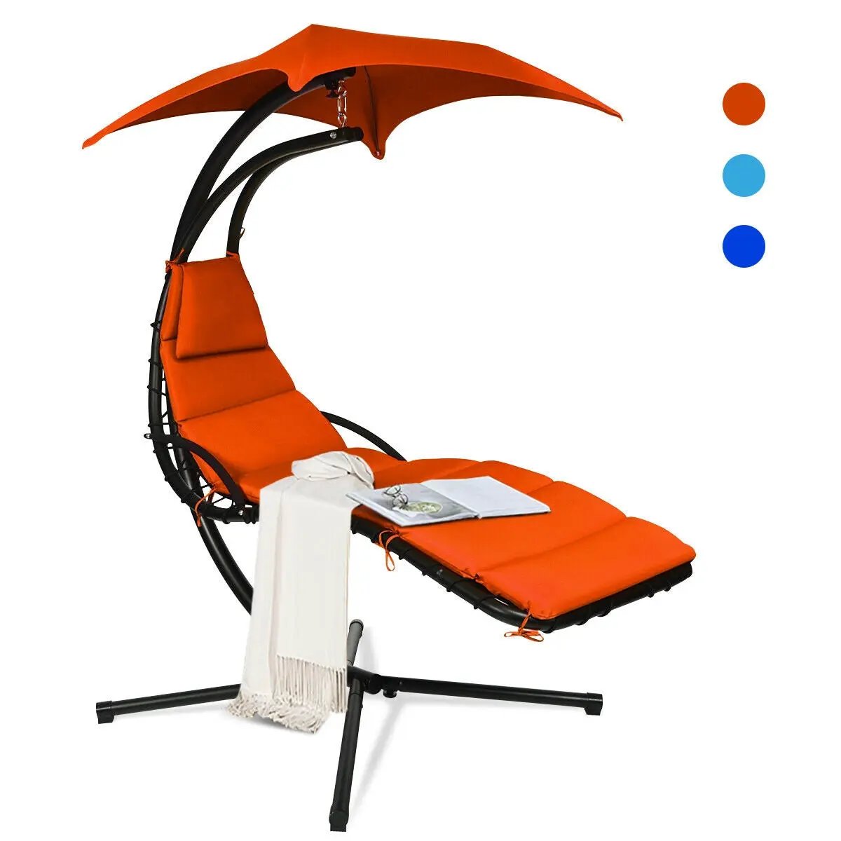 Hanging Stand Chaise Lounger Swing Chair with Pillow, photo 11 of 24
