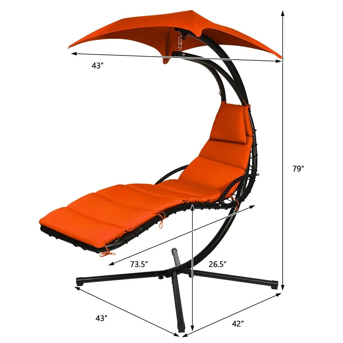 Hanging Stand Chaise Lounger Swing Chair with Pillow, photo 13 of 24