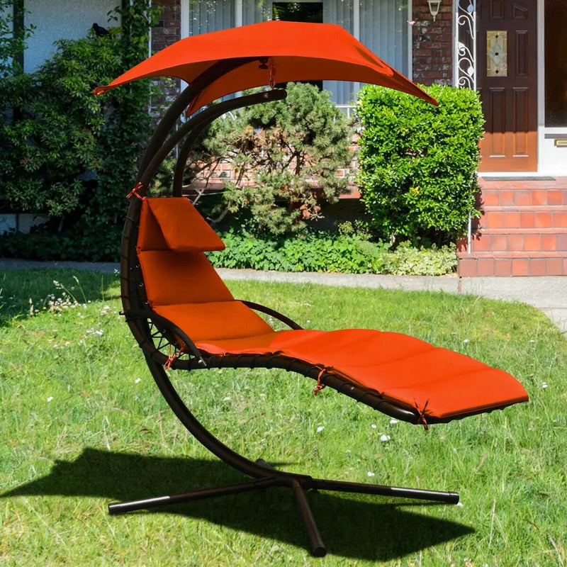 Hanging Stand Chaise Lounger Swing Chair with Pillow by DirectDeals