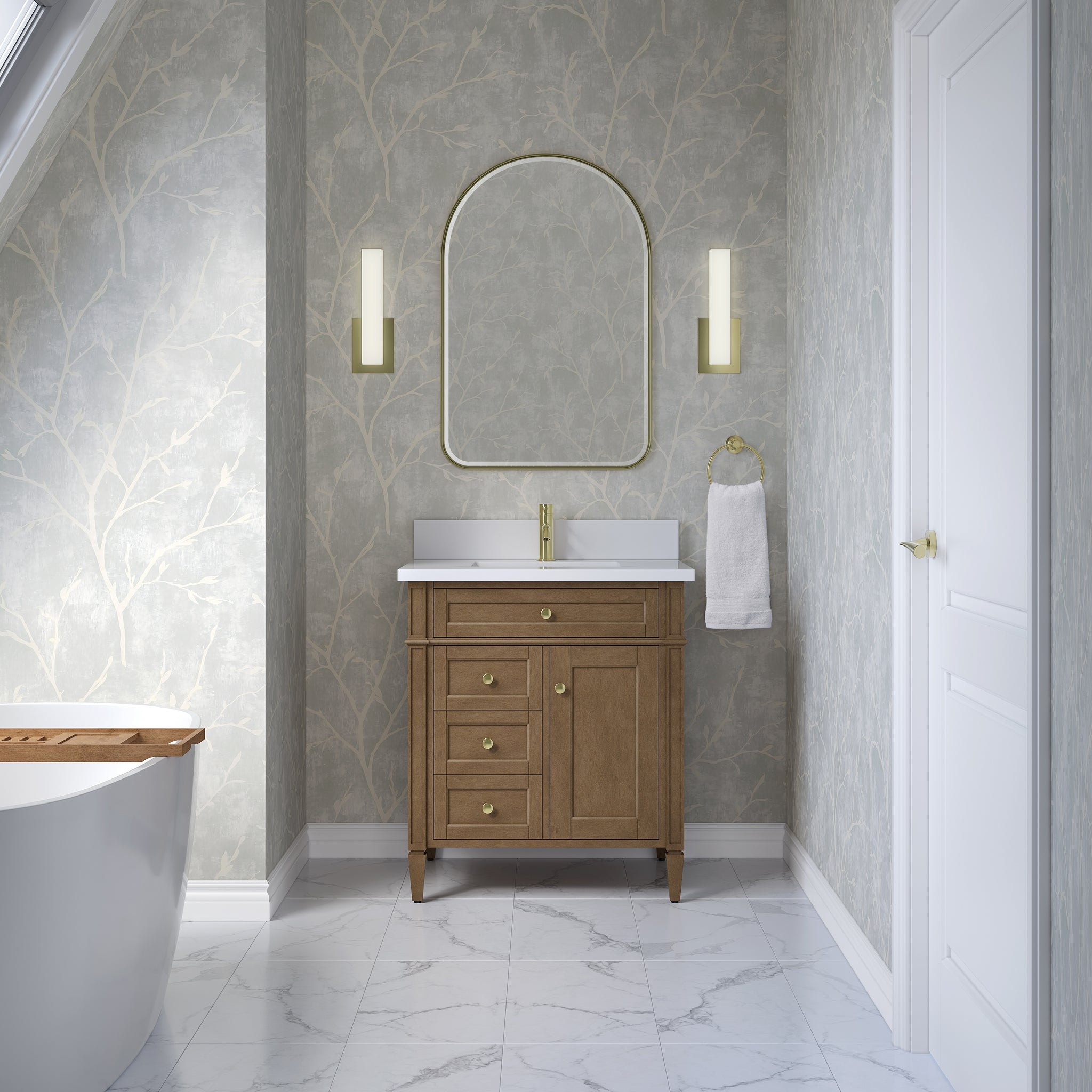 James Martin Brittany 30" Single Bathroom Vanity, Pecan, view 38