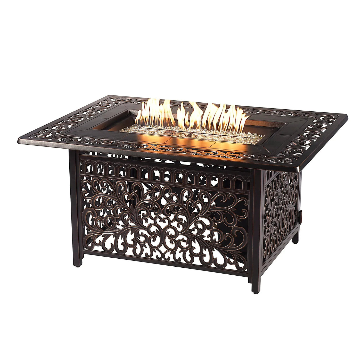 Black Aluminum Fire Table Set with Two Sofas and Two Club Chairs by Sharicks