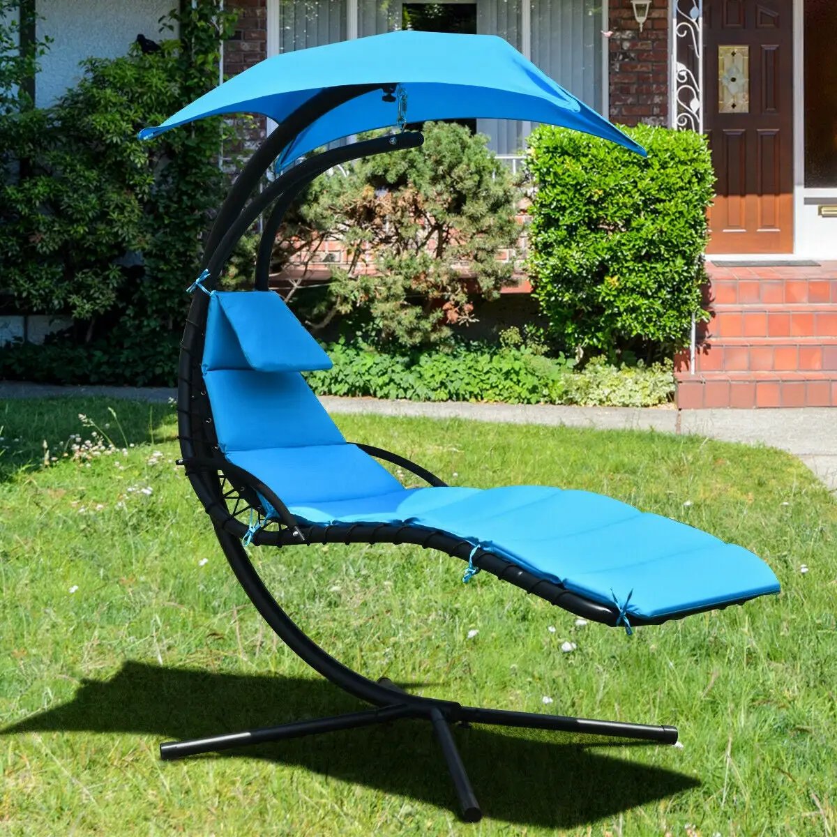 Hanging Stand Chaise Lounger Swing Chair with Pillow, photo 20 of 24
