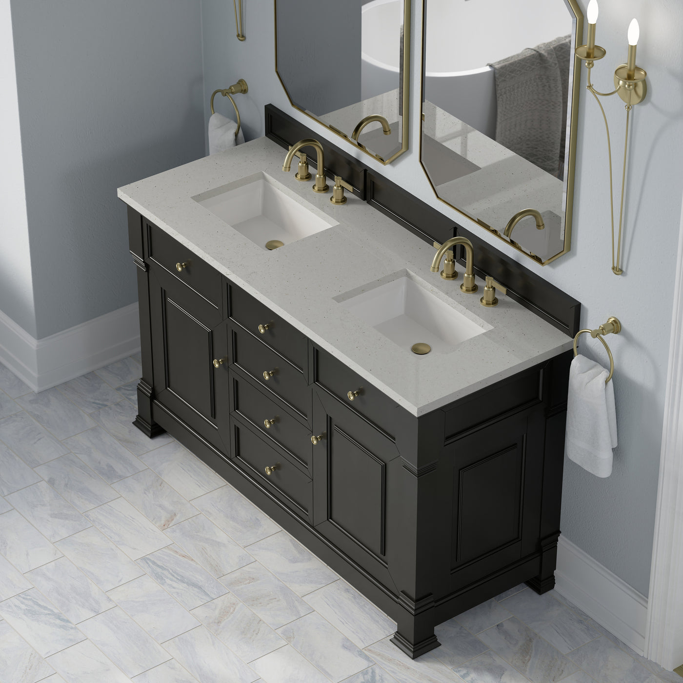 James Martin Brookfield 60" Double Bathroom Vanity, Black Onyx, view 22