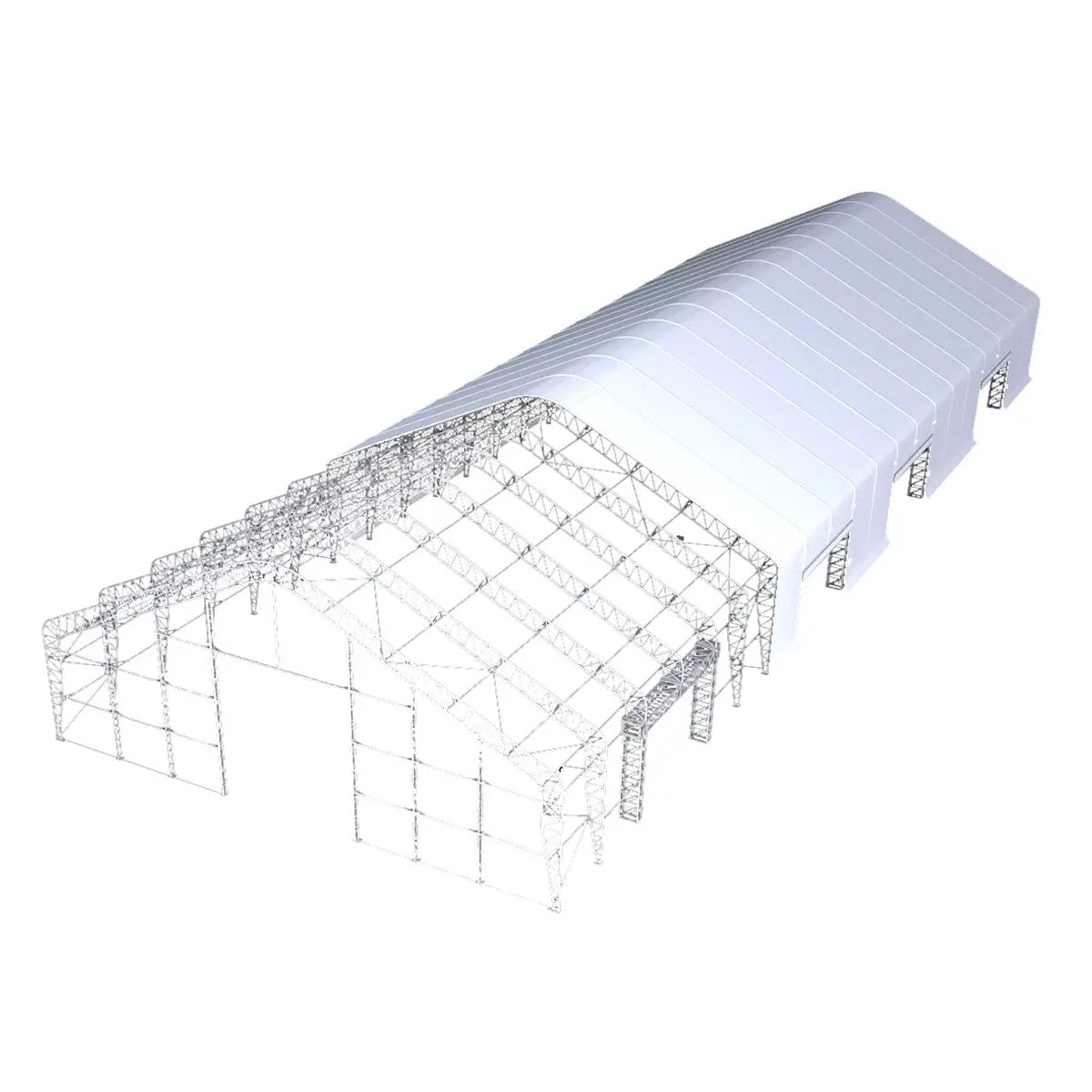 W70'xL200'xH32' Double Truss Storage Shelter, Reinforced Series with 4 Side Doors by Chery Industrial