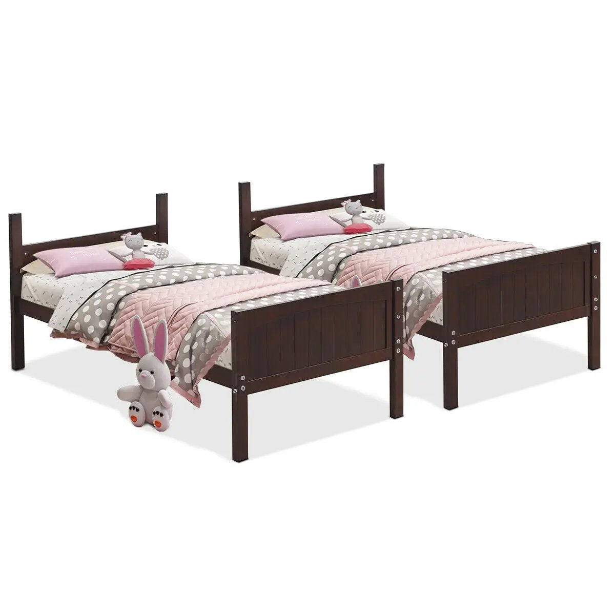 Twin Size Wooden Bunk Beds Convertible 2 Individual Beds, photo 8 of 9