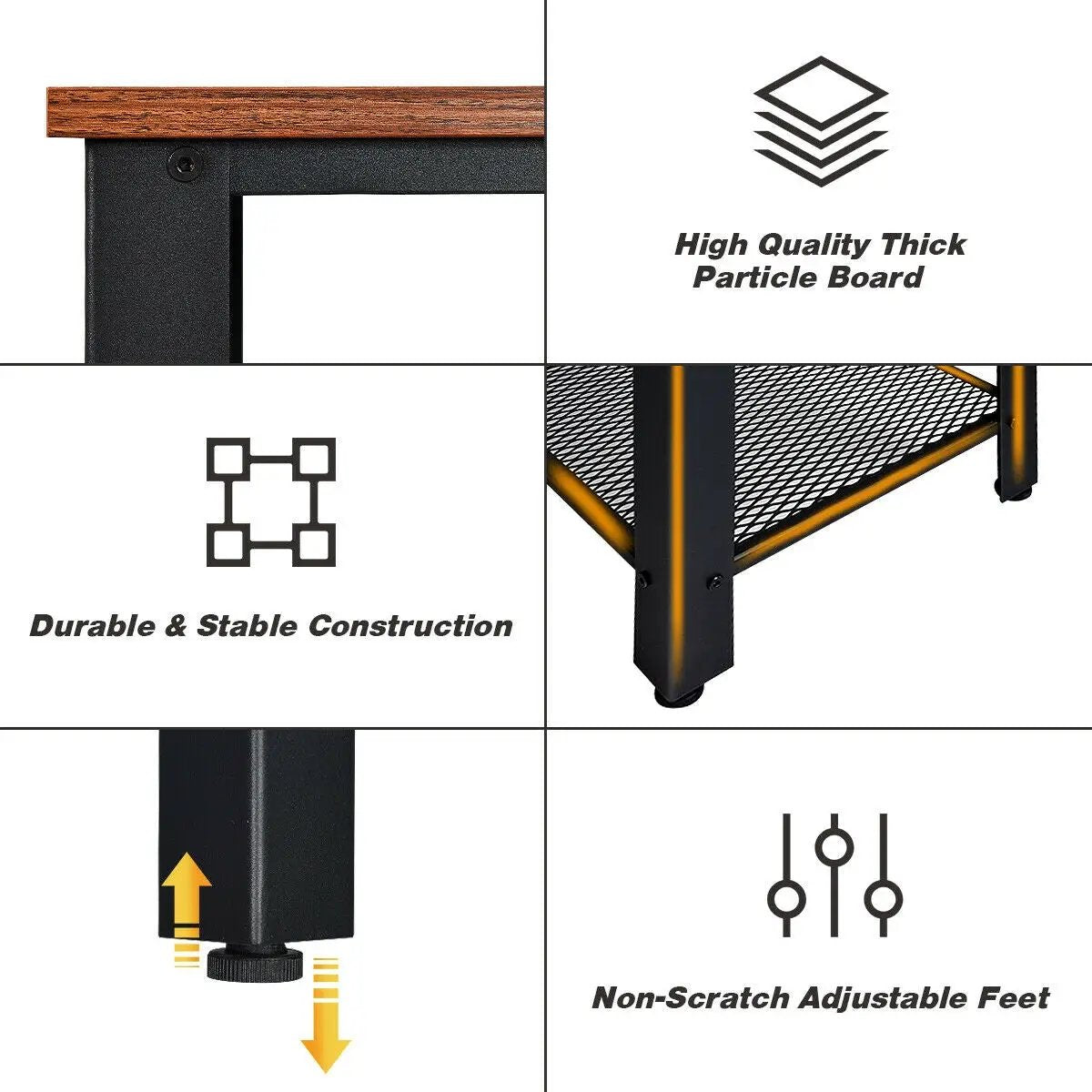 Metal Frame Wood Console Sofa Table with Storage Shelf, photo 5 of 9