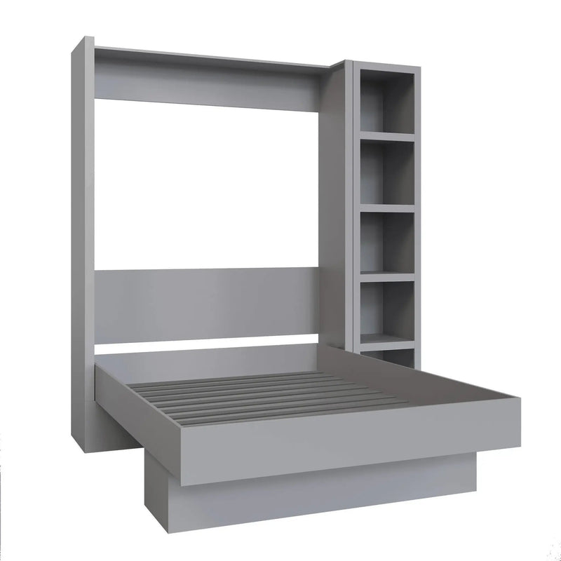 Easy-Lift Full Murphy Wall Bed in Grey with Bookshelf by Sharicks