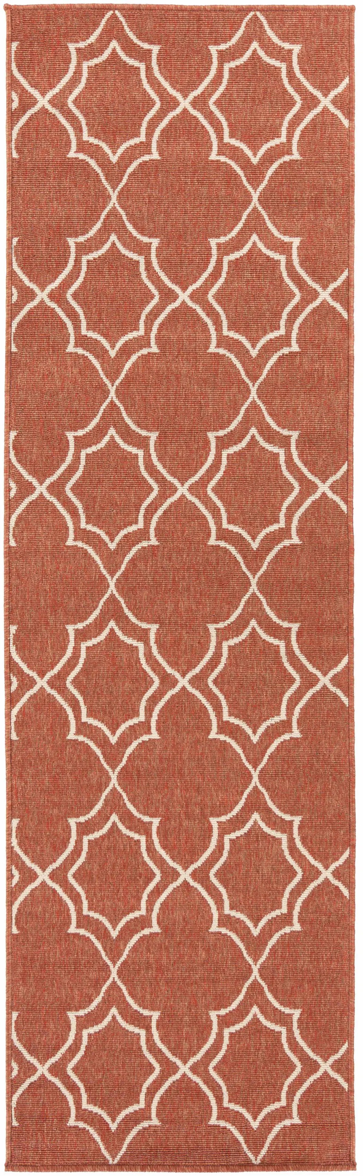 Unique Rust Red Lattice Trellis Outdoor Rug - Clearance, photo 11 of 14