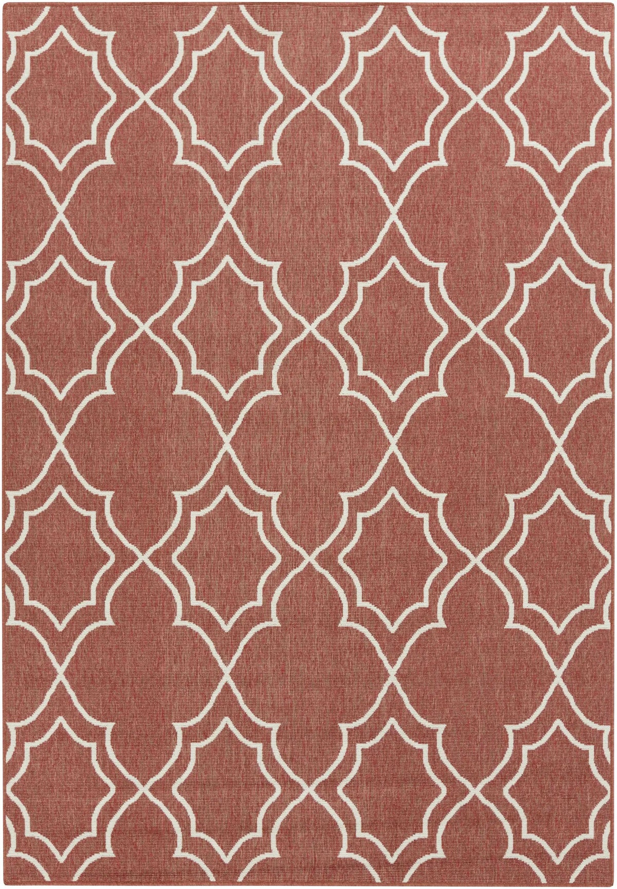 Unique Rust Red Lattice Trellis Outdoor Rug - Clearance