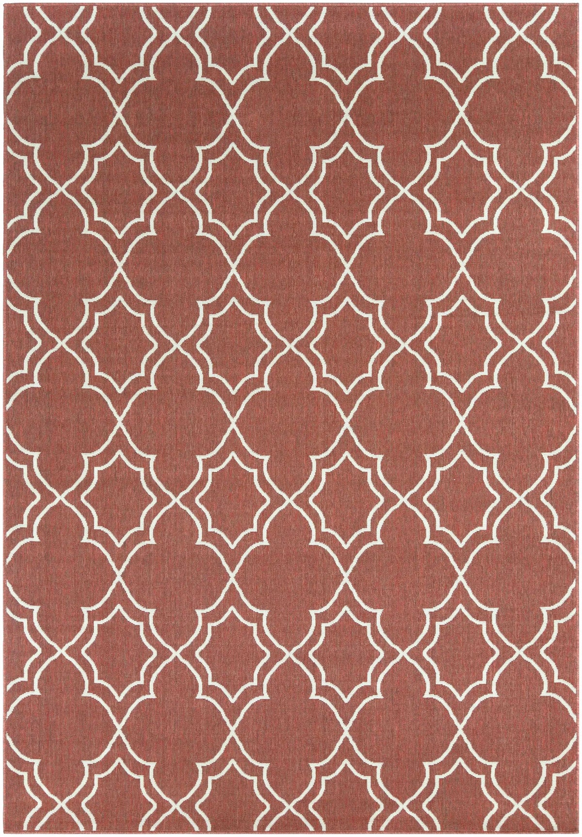 Unique Rust Red Lattice Trellis Outdoor Rug - Clearance, photo 13 of 14