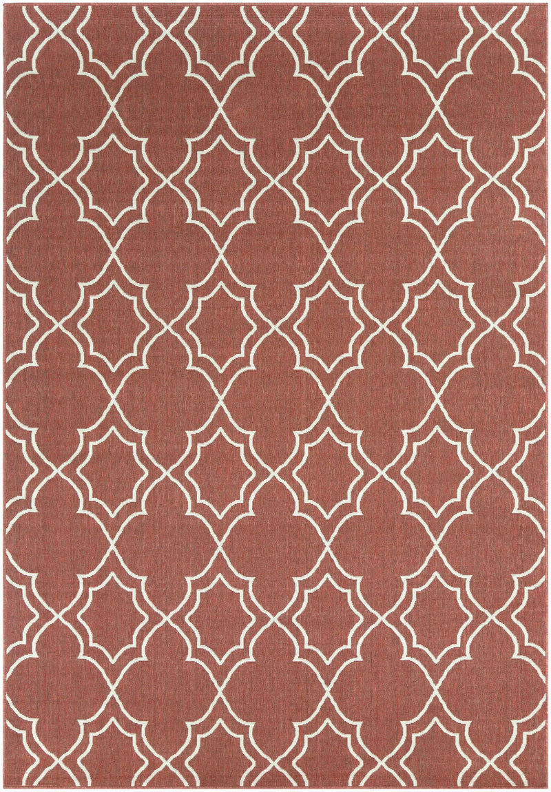 Unique Rust Red Lattice Trellis Outdoor Rug - Clearance by Boutique Rugs