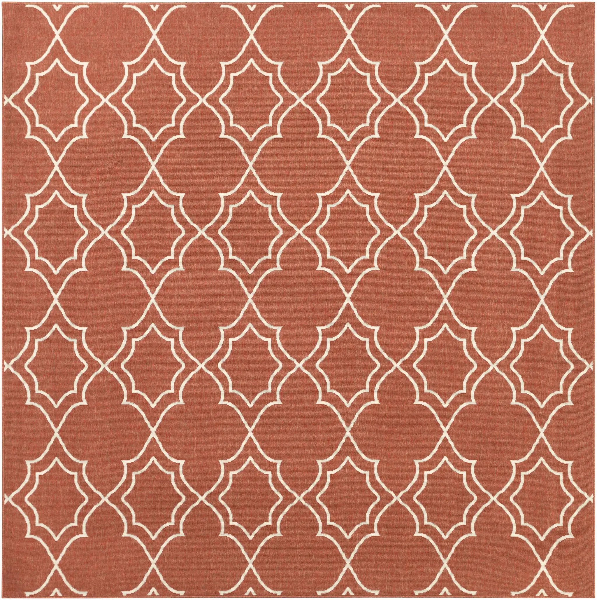 Unique Rust Red Lattice Trellis Outdoor Rug - Clearance by Boutique Rugs