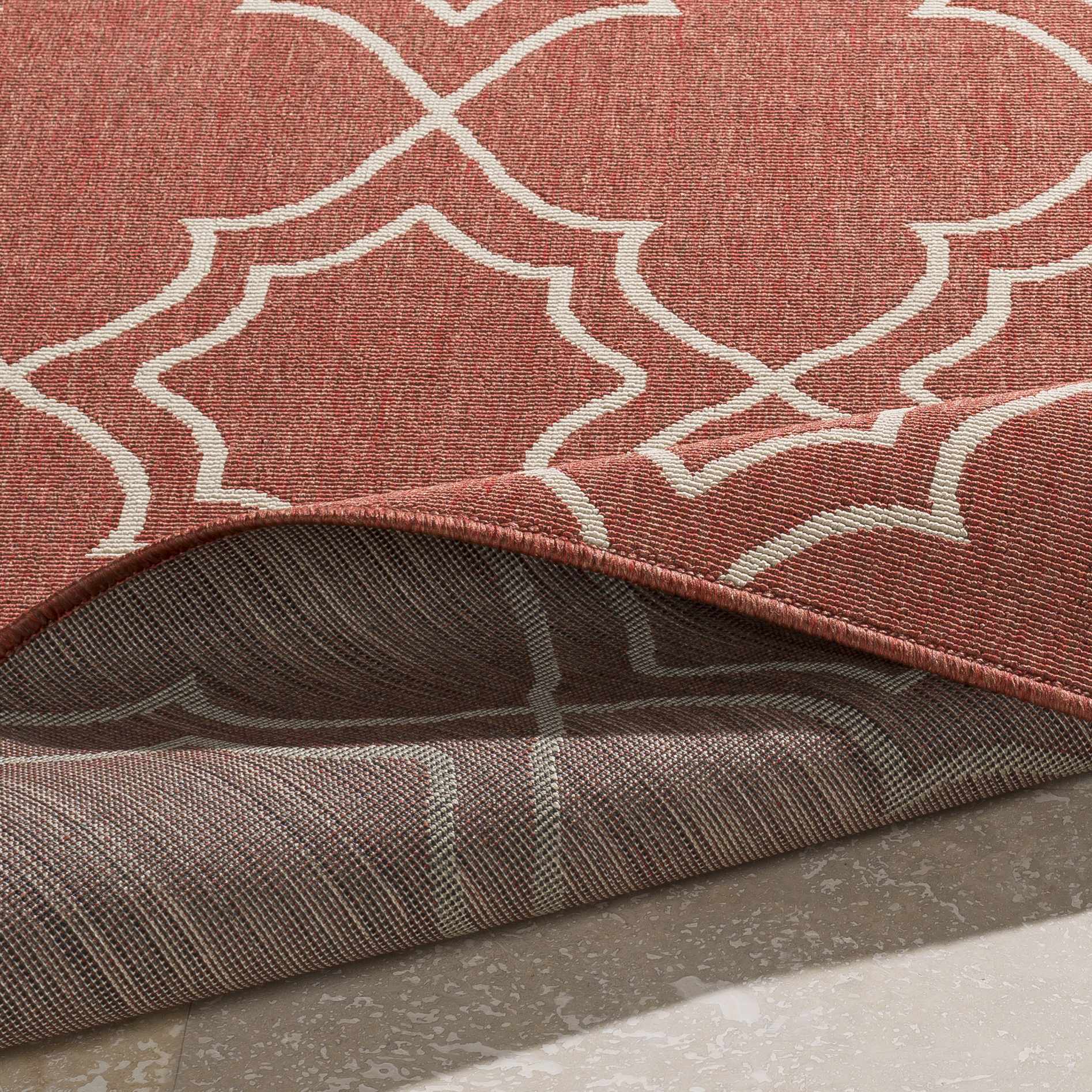 Unique Rust Red Lattice Trellis Outdoor Rug - Clearance by Boutique Rugs