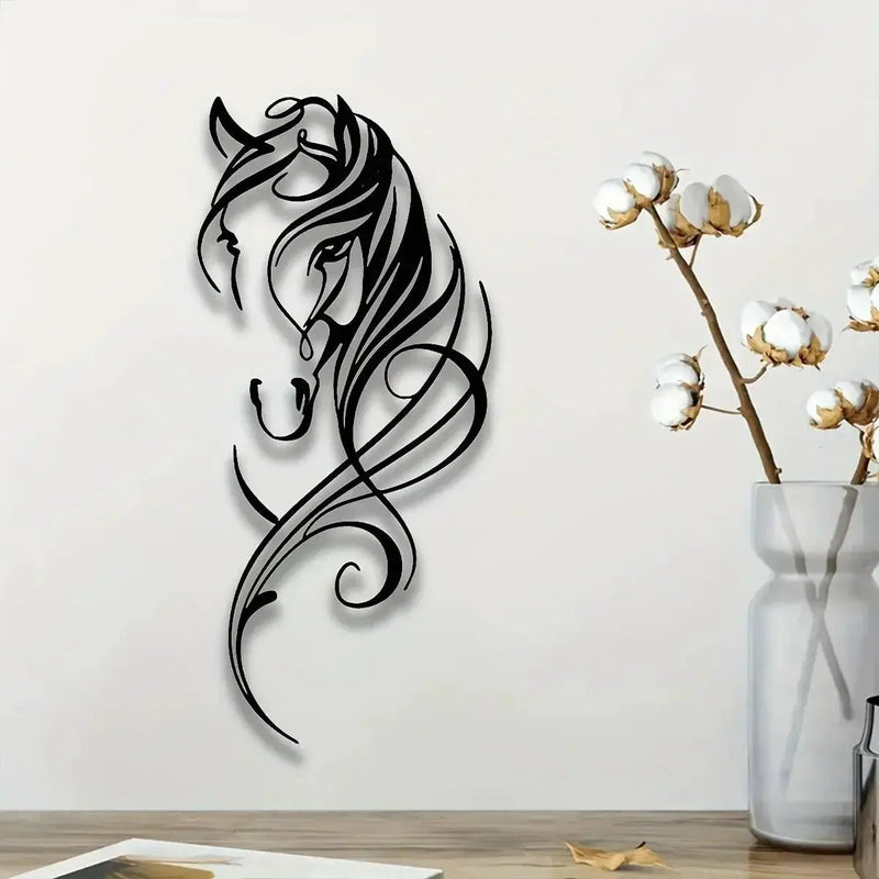 Wall Art - Abstract Horse Black 12-Inch by House Of Avana