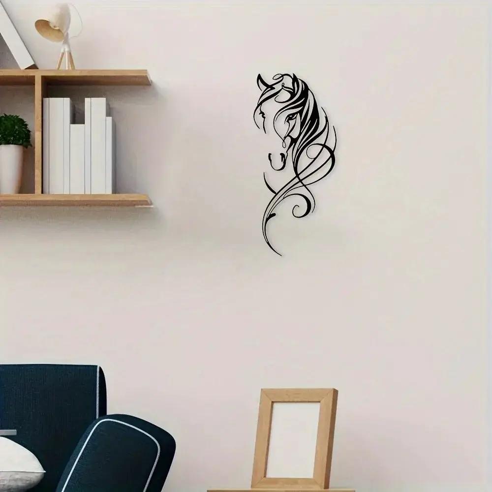 Wall Art - Abstract Horse Black 12-Inch by House Of Avana