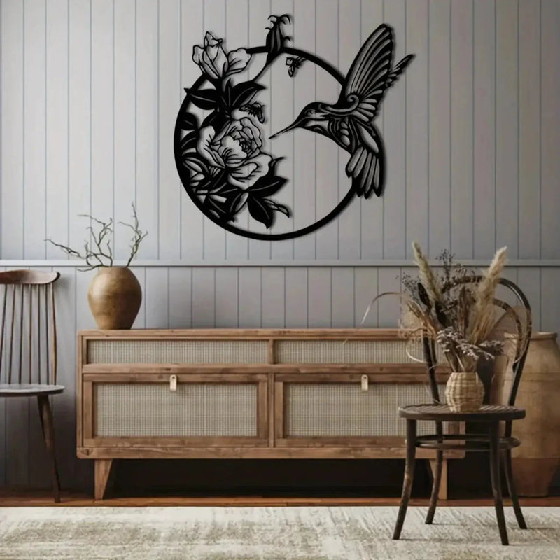 Wall Art - Circular Hummingbird Metal by House Of Avana