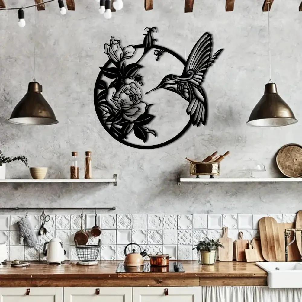 Wall Art - Circular Hummingbird Metal by House Of Avana