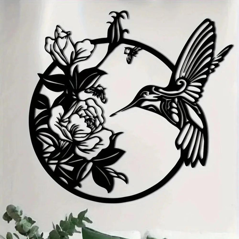 Wall Art - Circular Hummingbird Metal by House Of Avana