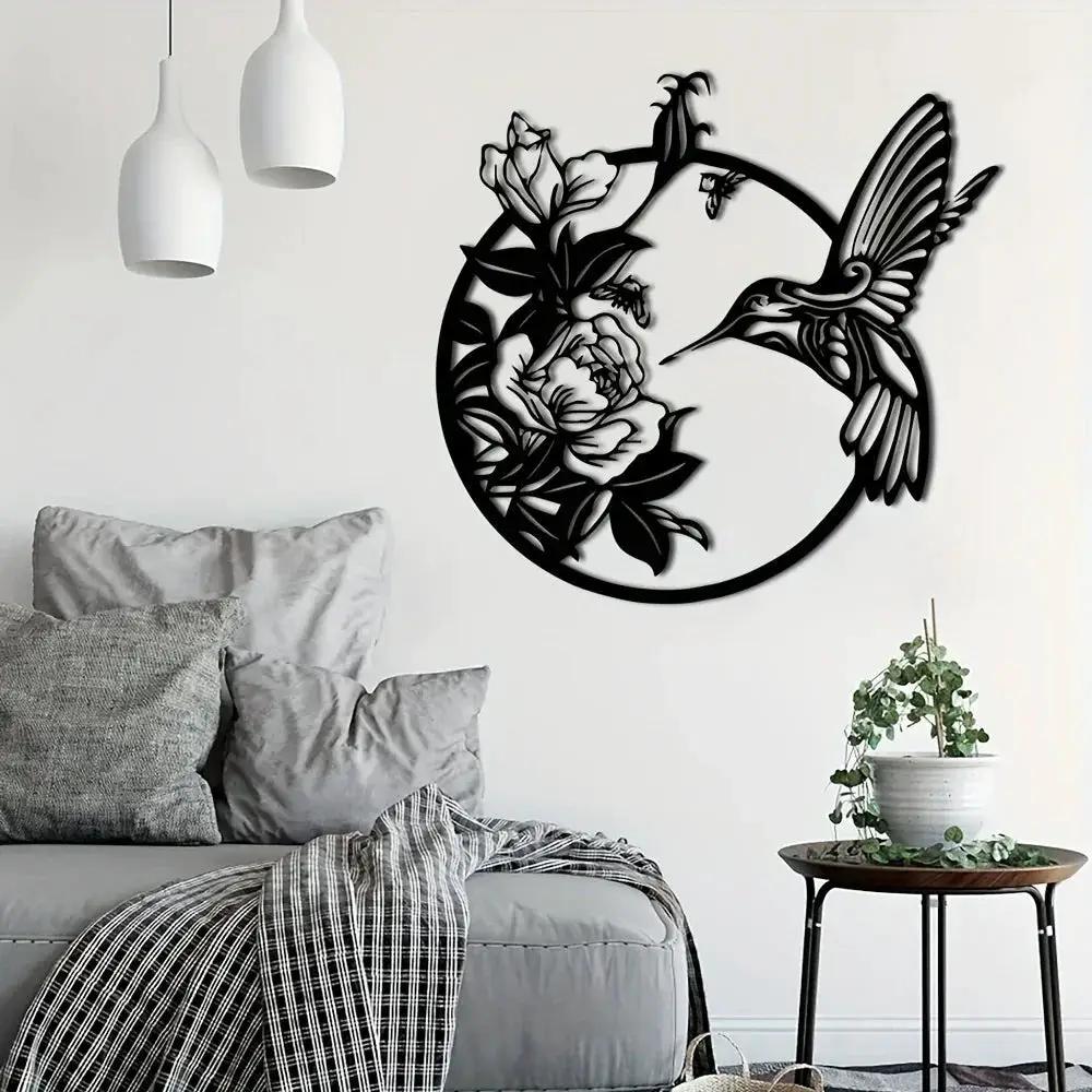 Wall Art - Circular Hummingbird Metal by House Of Avana