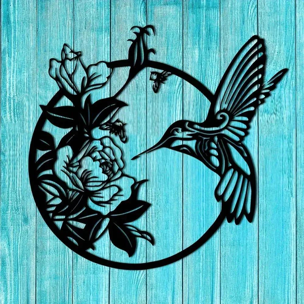 Wall Art - Circular Hummingbird Metal by House Of Avana