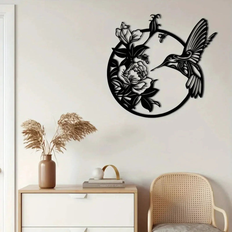 Wall Art - Circular Hummingbird Metal by House Of Avana