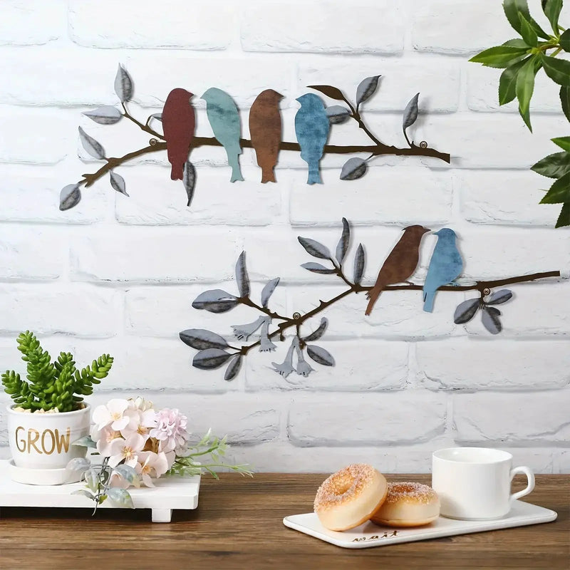 Wall Art - Colorful Metal Birds by House Of Avana