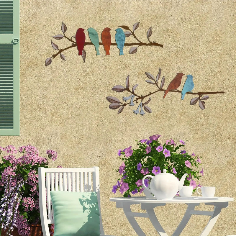 Wall Art - Colorful Metal Birds by House Of Avana