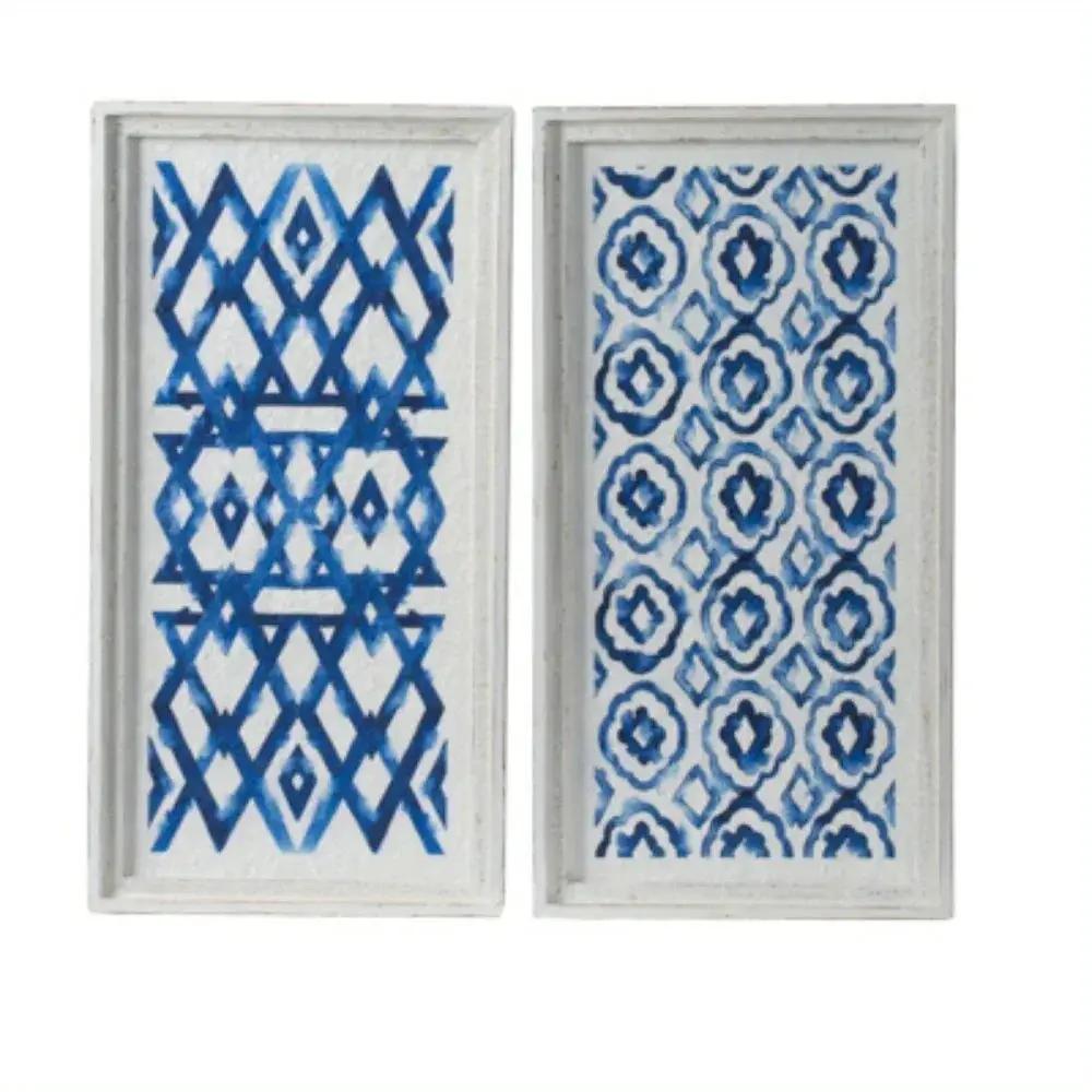 Wall Art - Modern Blue White 12.5x24.5 by House Of Avana