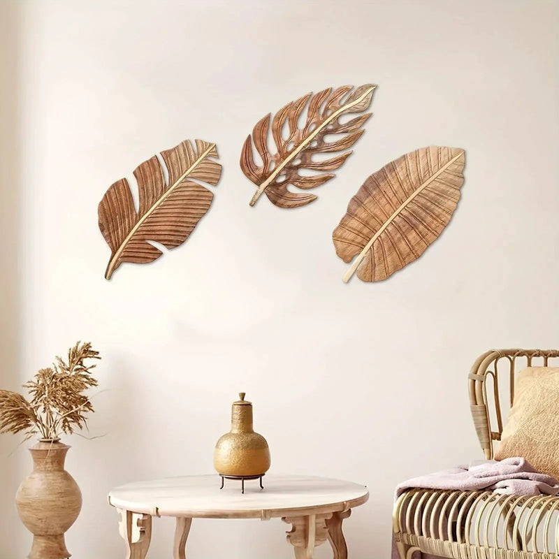 Wall Art - Rustic Mango Wood Leaf by House Of Avana