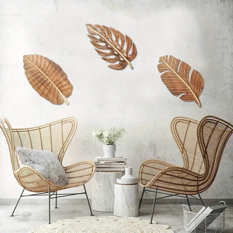 Wall Art - Rustic Mango Wood Leaf by House Of Avana