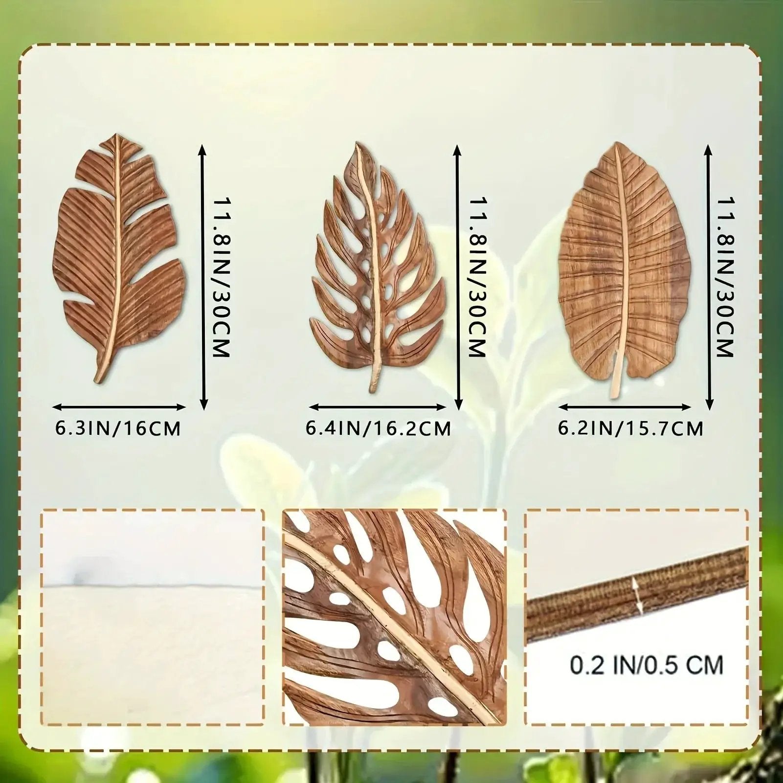 Wall Art - Rustic Mango Wood Leaf by House Of Avana