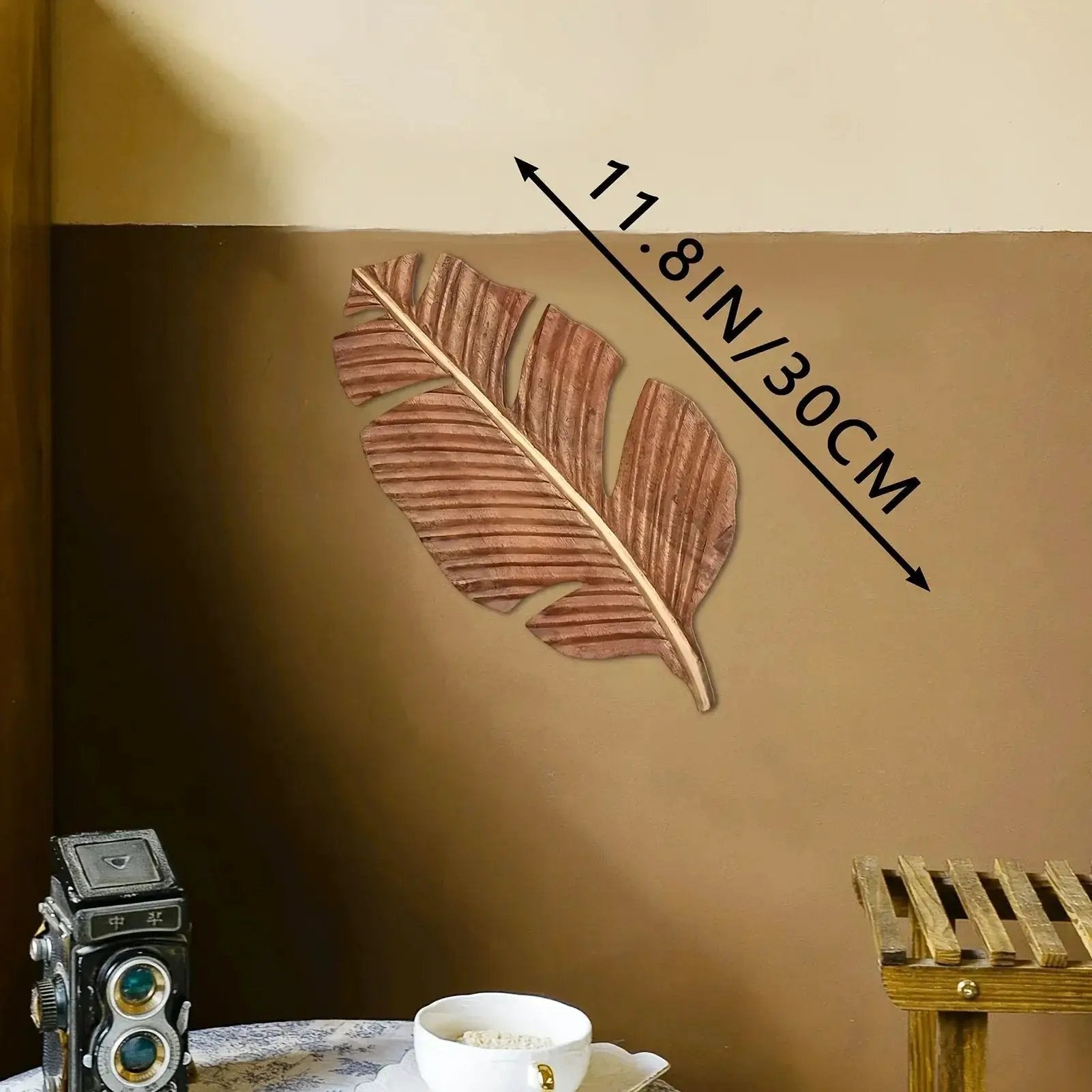 Wall Art - Rustic Mango Wood Leaf by House Of Avana