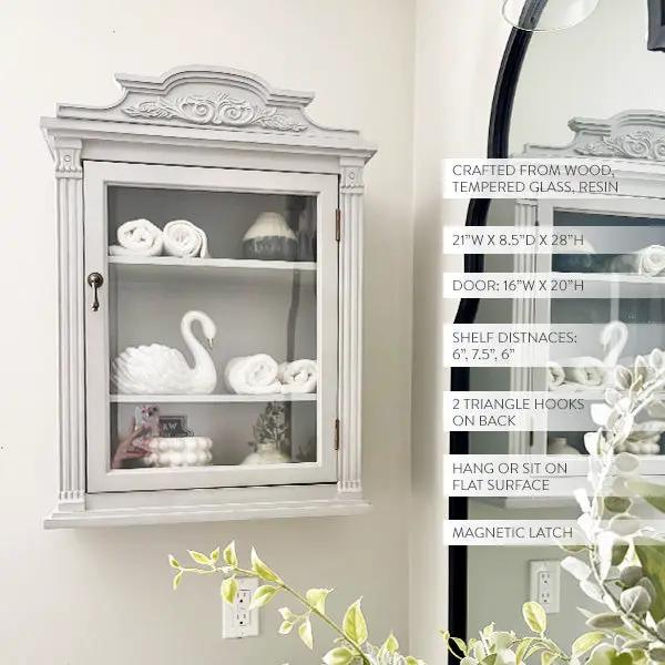 Baroque Elegance Wall Mounted Cabinet with Magnetic Door by Decor Steals