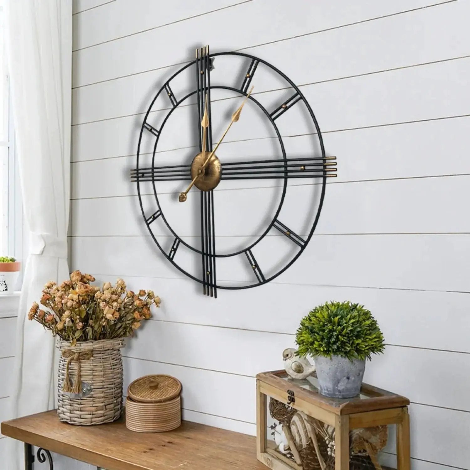 Wall Clock - Roman Numerals Metal Large by House Of Avana
