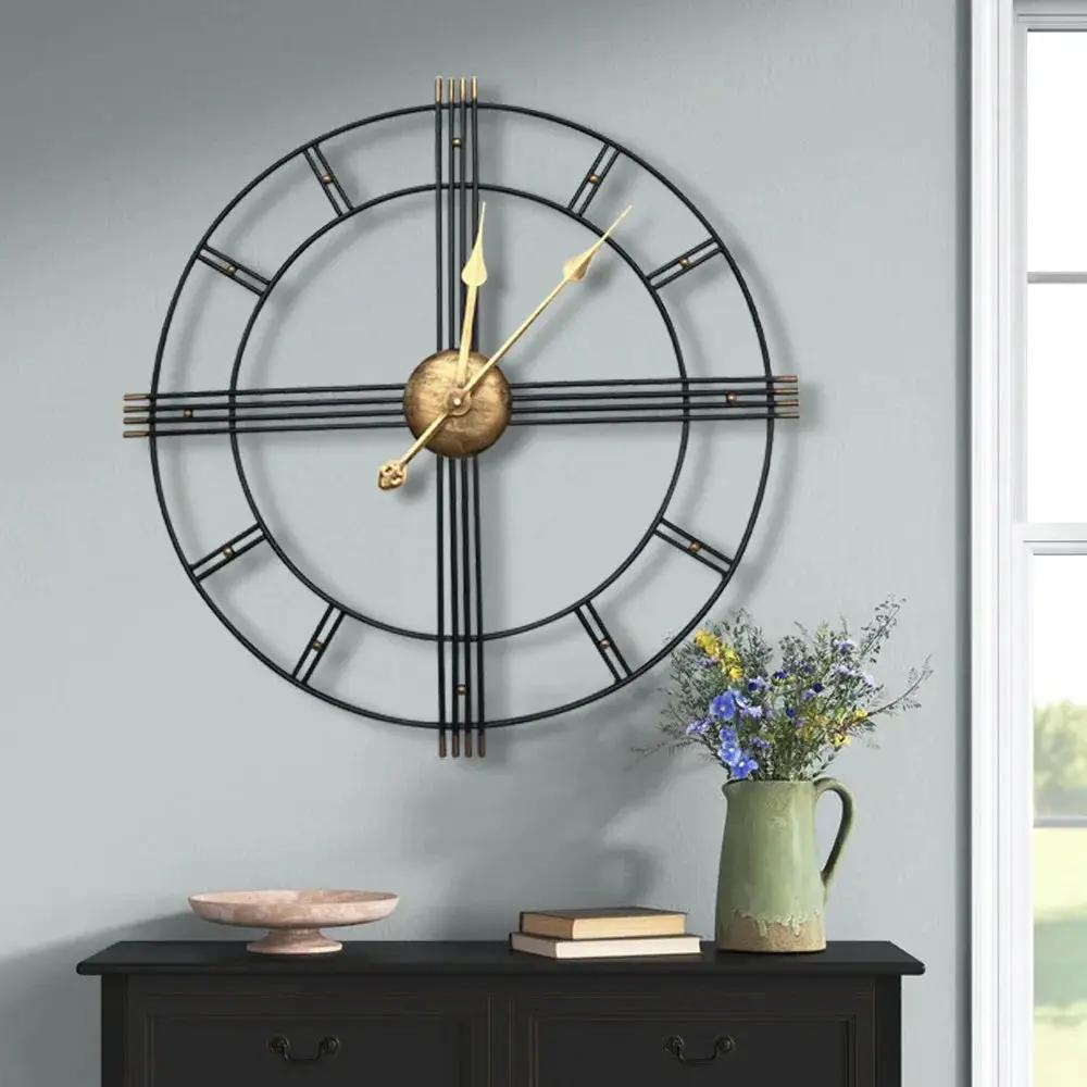 Wall Clock - Roman Numerals Metal Large by House Of Avana