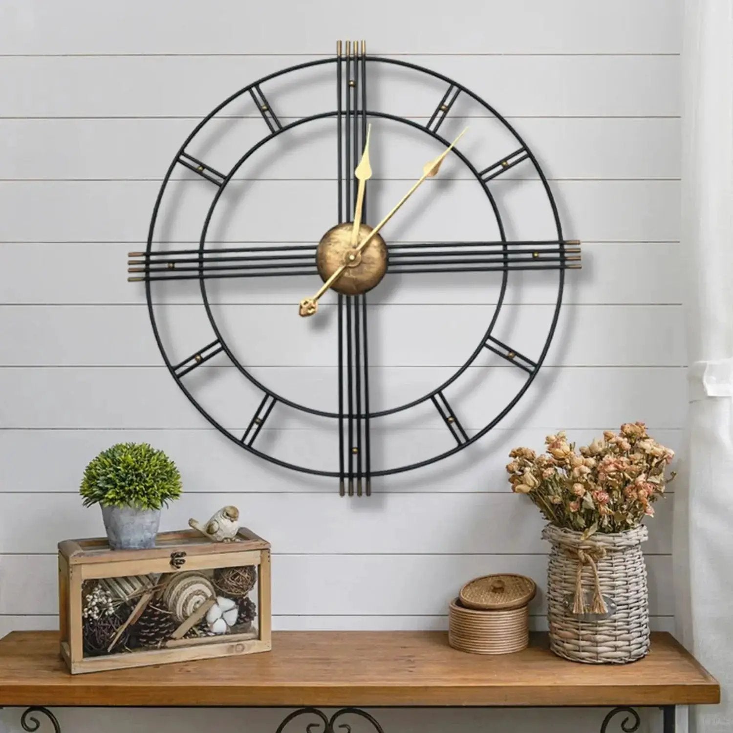 Wall Clock - Roman Numerals Metal Large by House Of Avana