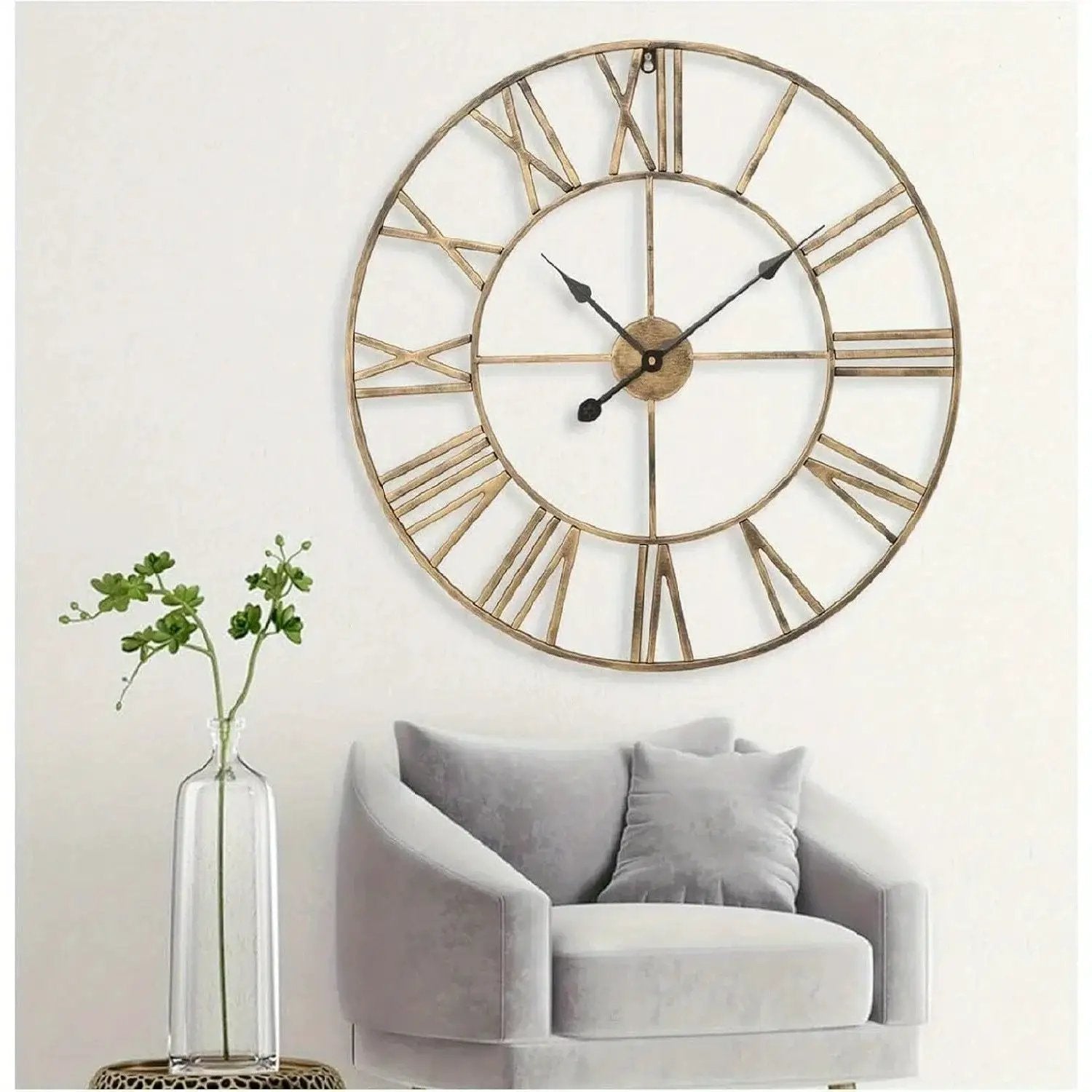 Wall Clock - Silent Metal Roman 12-Inch by House Of Avana