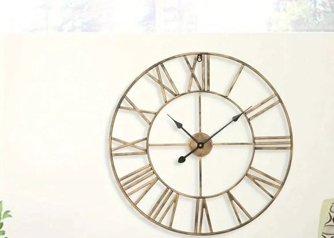 Wall Clock - Silent Metal Roman 12-Inch by House Of Avana