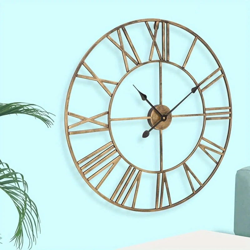 Wall Clock - Silent Metal Roman 12-Inch by House Of Avana