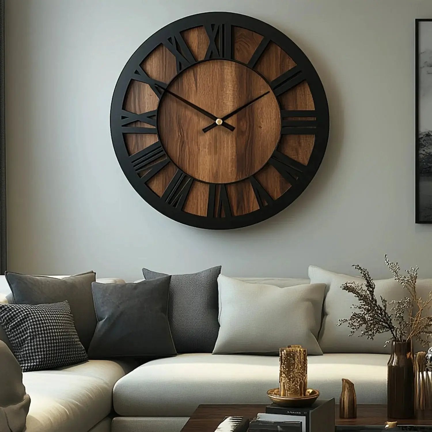 Wall Clock - Silent Wooden Round by House Of Avana