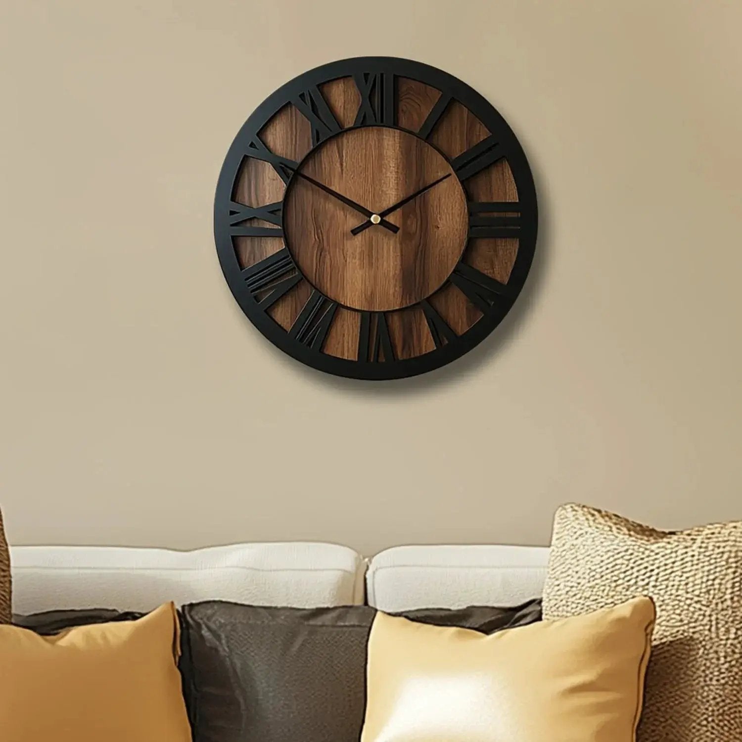 Wall Clock - Silent Wooden Round by House Of Avana
