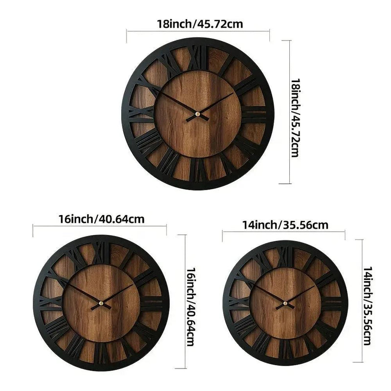 Wall Clock - Silent Wooden Round by House Of Avana
