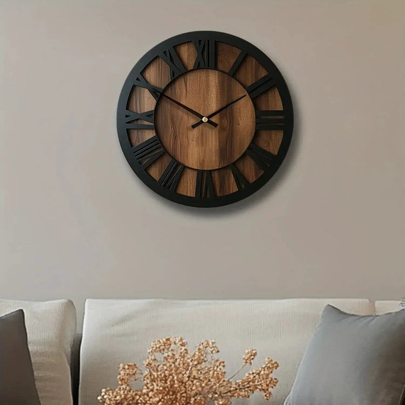 Wall Clock - Silent Wooden Round by House Of Avana