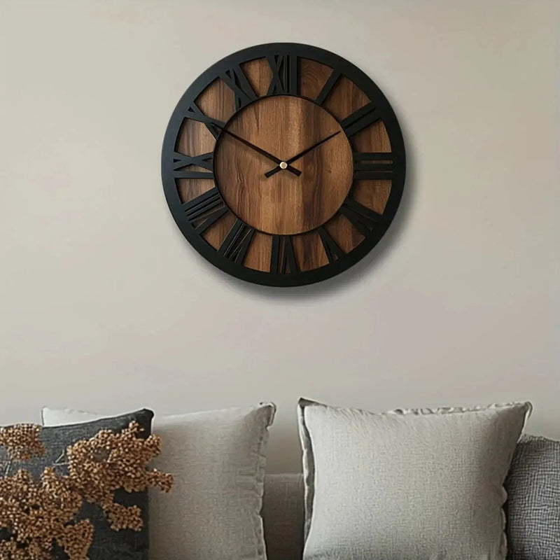 Wall Clock - Silent Wooden Round by House Of Avana