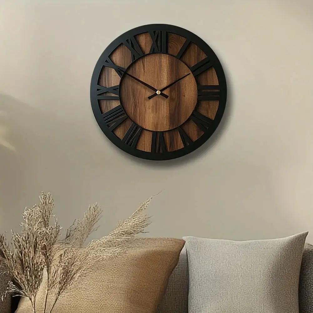 Wall Clock - Silent Wooden Round by House Of Avana